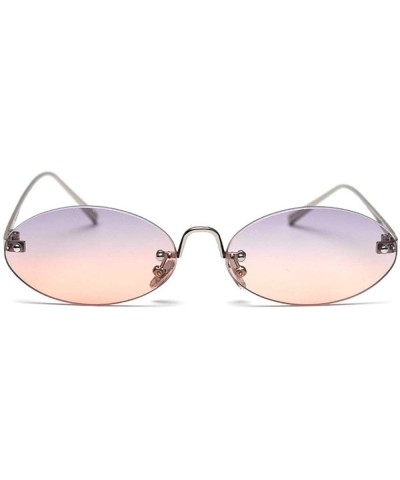 2019 Vintage oval metal frameless unisex brand luxury sexy sunglasses uv400 - Grey&orange - CW18SQIYR7G $11.75 Oval