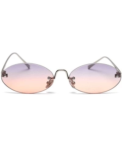 2019 Vintage oval metal frameless unisex brand luxury sexy sunglasses uv400 - Grey&orange - CW18SQIYR7G $11.75 Oval