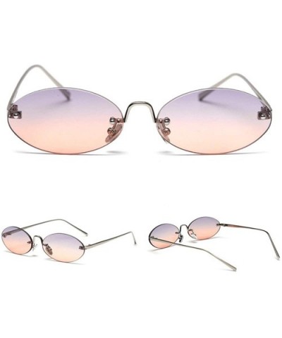 2019 Vintage oval metal frameless unisex brand luxury sexy sunglasses uv400 - Grey&orange - CW18SQIYR7G $11.75 Oval