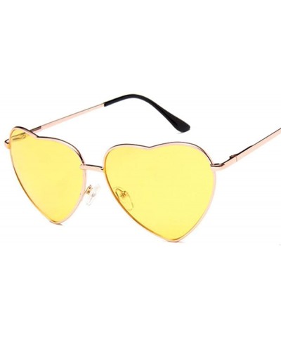 Heart Mirror Sunglasses Women Brand Designer Cat Eye Sun Glasses Double Brown - Yellow - CF18Y2OW6NI $6.18 Aviator