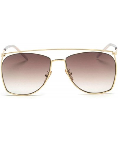 Oversized Unisex Sunglasses Fashion Brand Designer Metal Frame Square Sun glasses UV400 - Brown - CR18LTXH86C $10.27 Oversized