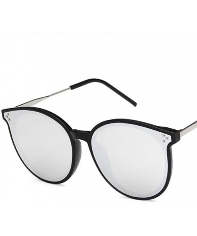 Unisex Sunglasses Retro Bright Black Grey Drive Holiday Oval Non-Polarized UV400 - Bright Black White - C318RH6RHS4 $6.83 Oval