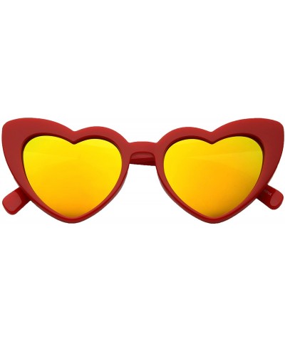 Fashion Culture Women's Lolita Heart Cat Eye Mirrored Sunglasses - Red - CN18CNIND4A $9.13 Cat Eye