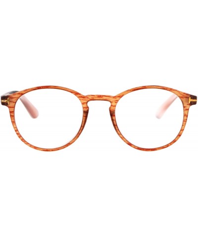 Magnified Reading Glasses Round Keyhole Fashion Frame Spring Hinge - Brown - CB186AA69TR $5.54 Round