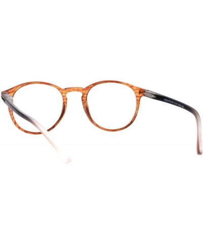 Magnified Reading Glasses Round Keyhole Fashion Frame Spring Hinge - Brown - CB186AA69TR $5.54 Round