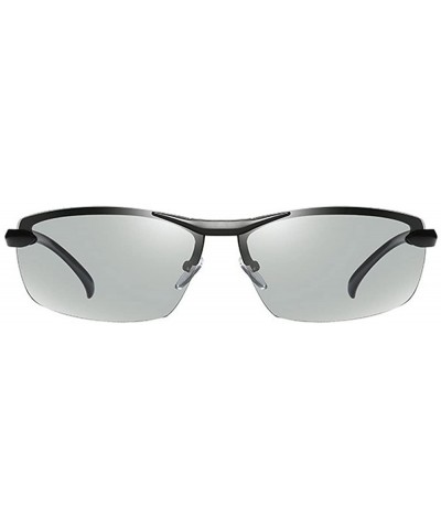 Polarized Photochromic Lens Semi Frame Photosensitive Sunglasses for Men - Black-photochromic Lens - CM184G92SUS $13.73 Rimless