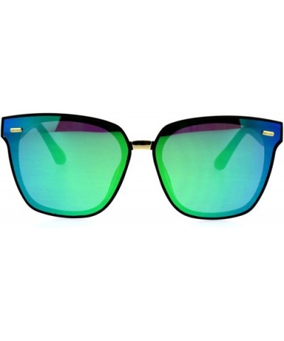 Mens Panel Lens Horn Rim Plastic Hipster Sunglasses - Black Green - C818E6NY034 $6.51 Rectangular