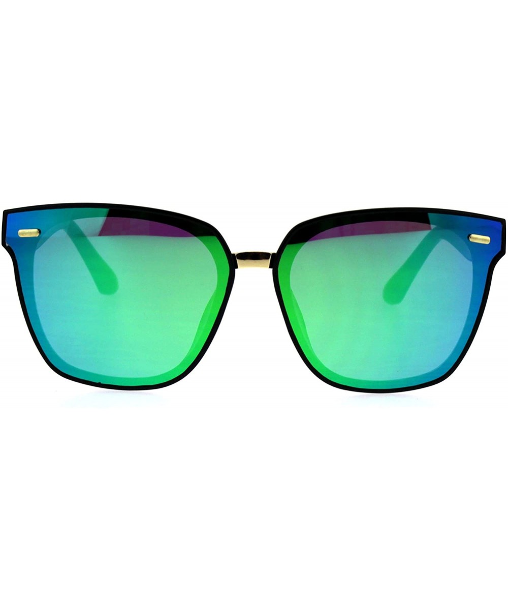 Mens Panel Lens Horn Rim Plastic Hipster Sunglasses - Black Green - C818E6NY034 $6.51 Rectangular