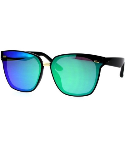 Mens Panel Lens Horn Rim Plastic Hipster Sunglasses - Black Green - C818E6NY034 $6.51 Rectangular