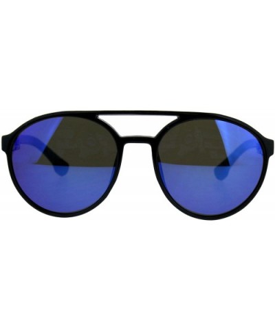 Side Cover Fashion Sunglasses Flat Top Round Vintage Aviators Mirror Lens - Black (Blue Mirror) - CM18DXK5Z5M $6.87 Round