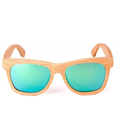 Trendy wooden frame glasses Polarized sunglasses for men and women - Blue-green - CN18XK05HD4 $21.79 Goggle