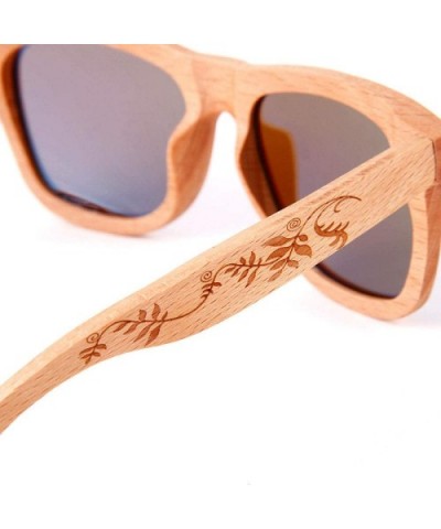 Trendy wooden frame glasses Polarized sunglasses for men and women - Blue-green - CN18XK05HD4 $21.79 Goggle