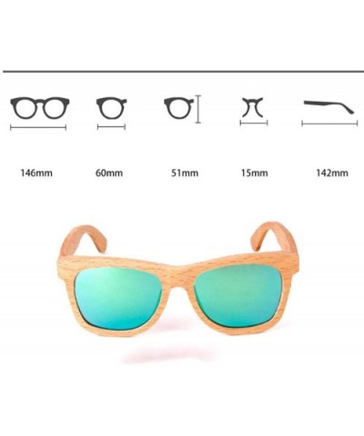 Trendy wooden frame glasses Polarized sunglasses for men and women - Blue-green - CN18XK05HD4 $21.79 Goggle