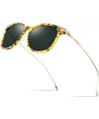 B Titanium Acetate Men Square Mirror Polarized Sunglasses for Women 854 - Green - CV18NQ2KLYX $33.96 Square