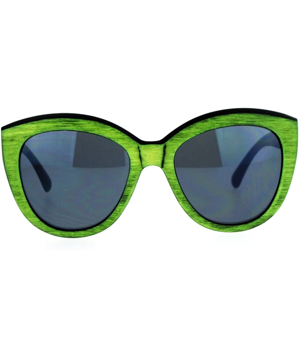 Designer Fashion Womens Sunglasses Matted Faded Wood Print Frames - Lime Green - CI187C7XZSH $7.56 Butterfly