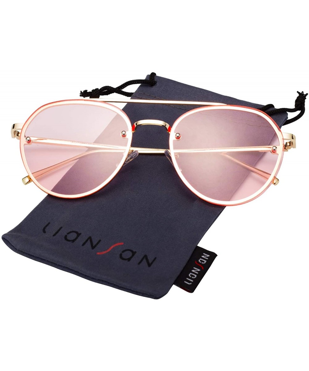 Stylish Light Weight Metal oval Pink Black Purple Sunglasses for Men and Women 96117 - Pink - CQ18I4IDQ76 $8.97 Oval