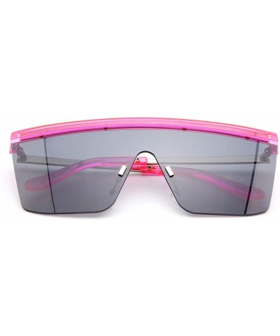 Flat Top Square Fashion Shield Sunglasses for Women Man Oversized One Piece Lens Sun Glasses - Pink/Grey - CS18WNEHC6G $7.98 ...
