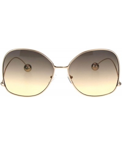 Womens Color Gradient Drop Temple Swan Metal Rim Butterfly Sunglasses - Brown Smoke - CW17YX3RHN3 $9.52 Butterfly