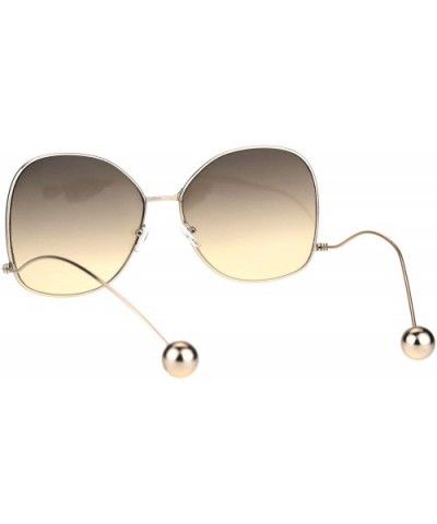 Womens Color Gradient Drop Temple Swan Metal Rim Butterfly Sunglasses - Brown Smoke - CW17YX3RHN3 $9.52 Butterfly