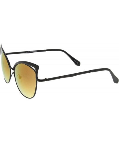 Women's Oversize Open Metal Frame Colored Mirror Lens Cat Eye Sunglasses 61mm - Black / Magenta Mirror - CT12KCNPH4Z $6.99 Ca...