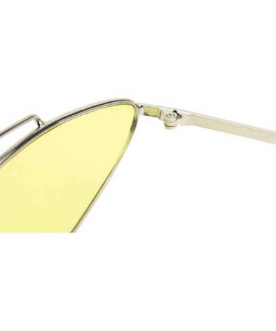 Small Narrow 90's Metal Frame Tiny Wide Oval Cat Eye Crossbow Ultra Slim Sunglasses - Silver Frame / Yellow Lens - CB18QEK06Q...