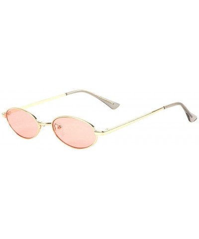 Slim Oval Round Classic Metal Sunglasses - Gold Metallic Frame - C718UU965XK $9.30 Round