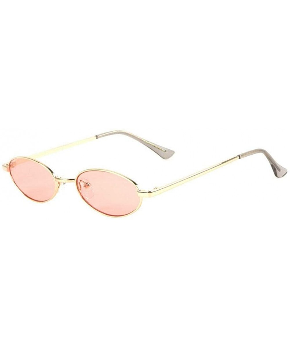 Slim Oval Round Classic Metal Sunglasses - Gold Metallic Frame - C718UU965XK $9.30 Round