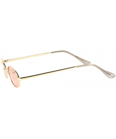 Slim Oval Round Classic Metal Sunglasses - Gold Metallic Frame - C718UU965XK $9.30 Round