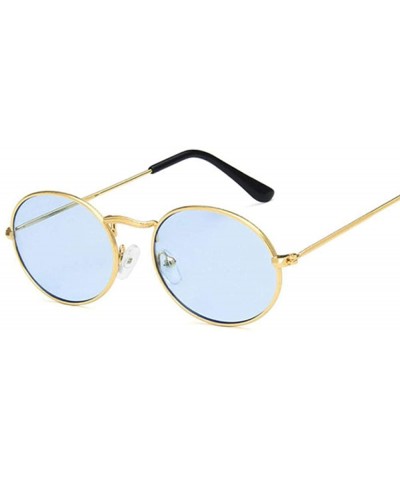 Retro Oval Sunglasses Women 2019 Luxury Brand Designer Vintage Small BlackGray - Goldblue - C818Y3O4I4N $8.36 Oval