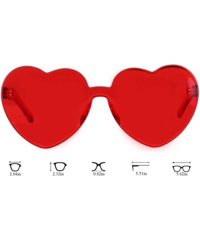 One Piece Heart Shaped Rimless Sunglasses Transparent Candy Color Eyewear - 1-red+green - C618CUNT622 $8.49 Goggle