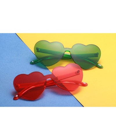 One Piece Heart Shaped Rimless Sunglasses Transparent Candy Color Eyewear - 1-red+green - C618CUNT622 $8.49 Goggle