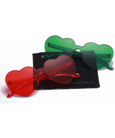 One Piece Heart Shaped Rimless Sunglasses Transparent Candy Color Eyewear - 1-red+green - C618CUNT622 $8.49 Goggle