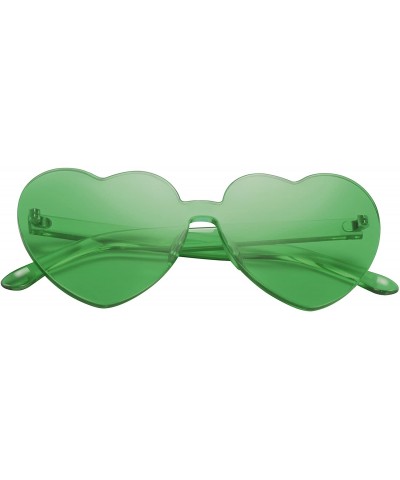 One Piece Heart Shaped Rimless Sunglasses Transparent Candy Color Eyewear - 1-red+green - C618CUNT622 $8.49 Goggle