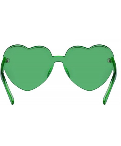 One Piece Heart Shaped Rimless Sunglasses Transparent Candy Color Eyewear - 1-red+green - C618CUNT622 $8.49 Goggle