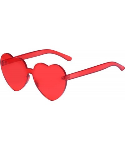 One Piece Heart Shaped Rimless Sunglasses Transparent Candy Color Eyewear - 1-red+green - C618CUNT622 $8.49 Goggle