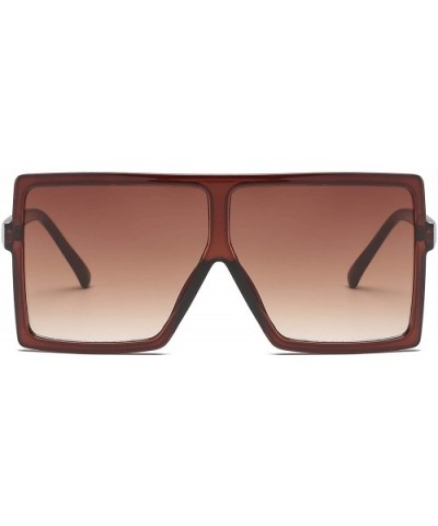 Square Oversized Sunglasses for Women Men Flat Top Fashion Shades - Tea Frame/Tea Lens - C218CLQDMY6 $8.19 Oversized