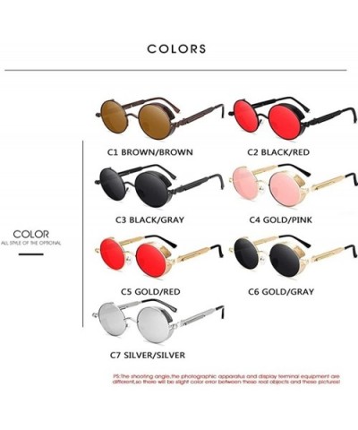 Classic Steampunk Sunglasses Glasses Designer - C4 - CY198G9T6S3 $16.37 Round