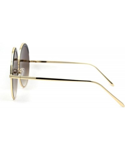 Womens Eye Lash Trim Oversize Round Circle Lens Sunglasses - Gold Brown - CN195C44WKS $8.32 Oversized