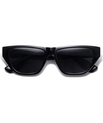Rectangle Cateye Polarized Women Sunglasses Vintage Sunnies WHIRL SJ2100 - C1 Black Frame/Grey Lens - C218AOZG36U $9.16 Recta...