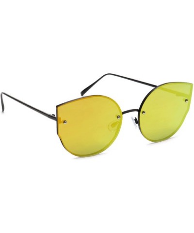 Women's Oversized Cat Eye Sunglasses Tinted and Mirror Flat Lens - Orange Mirror - CF18EOMENA7 $7.79 Cat Eye