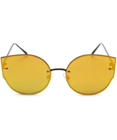 Women's Oversized Cat Eye Sunglasses Tinted and Mirror Flat Lens - Orange Mirror - CF18EOMENA7 $7.79 Cat Eye