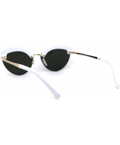 Womens Glitter Nugget Stud Half Rim Round Cat Eye Sunglasses - Gold White Green - C61979XAXU9 $11.70 Cat Eye