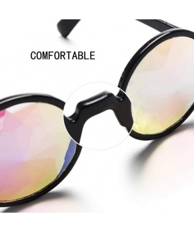 Kaleidoscope Glasses Rainbow Prism Sunglasses Goggles Cosplay Party - Black+white - CH18SZZIWIZ $12.97 Round