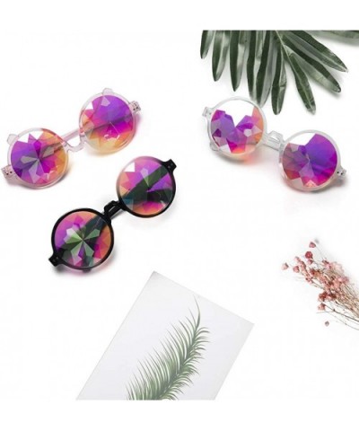 Kaleidoscope Glasses Rainbow Prism Sunglasses Goggles Cosplay Party - Black+white - CH18SZZIWIZ $12.97 Round