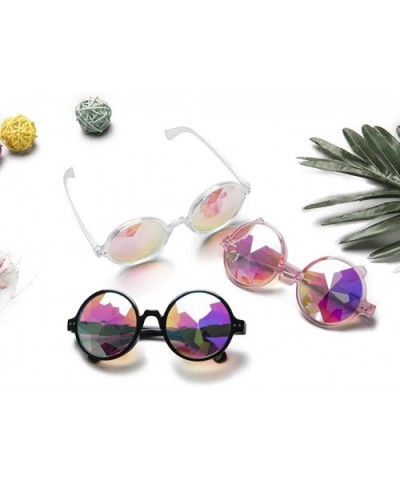 Kaleidoscope Glasses Rainbow Prism Sunglasses Goggles Cosplay Party - Black+white - CH18SZZIWIZ $12.97 Round