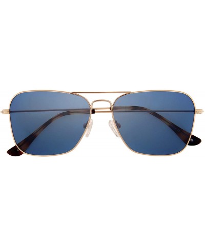 Polarized Frame Aviator Sunglasses for Men Women Shades Unisex Sun Glasses with Case - Gold Frame With Blue Lens - CP18U2ER9T...
