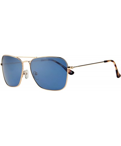 Polarized Frame Aviator Sunglasses for Men Women Shades Unisex Sun Glasses with Case - Gold Frame With Blue Lens - CP18U2ER9T...