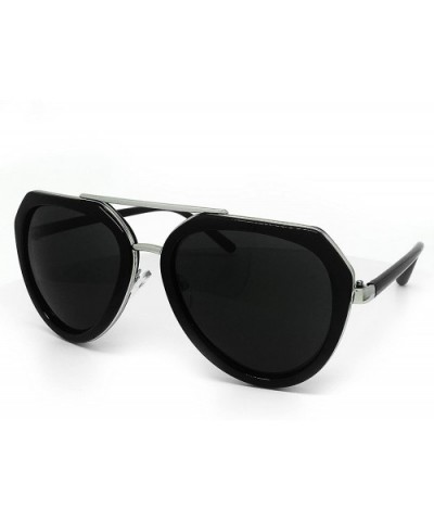 6076 Premium Retro Mirror Funky Fashion Revo Flat Top Aviator Sunglasses - Premium - CE183NRNLZX $17.55 Oversized