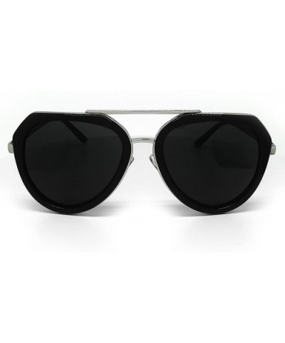 6076 Premium Retro Mirror Funky Fashion Revo Flat Top Aviator Sunglasses - Premium - CE183NRNLZX $17.55 Oversized