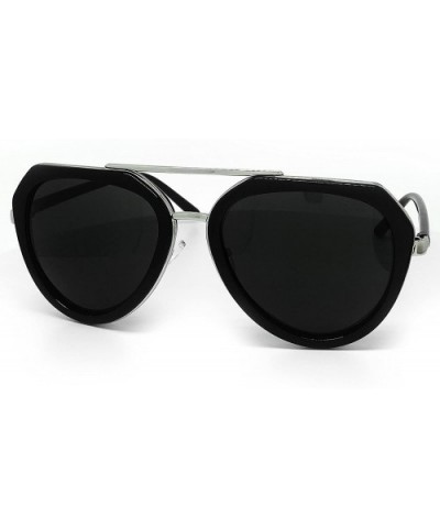 6076 Premium Retro Mirror Funky Fashion Revo Flat Top Aviator Sunglasses - Premium - CE183NRNLZX $17.55 Oversized